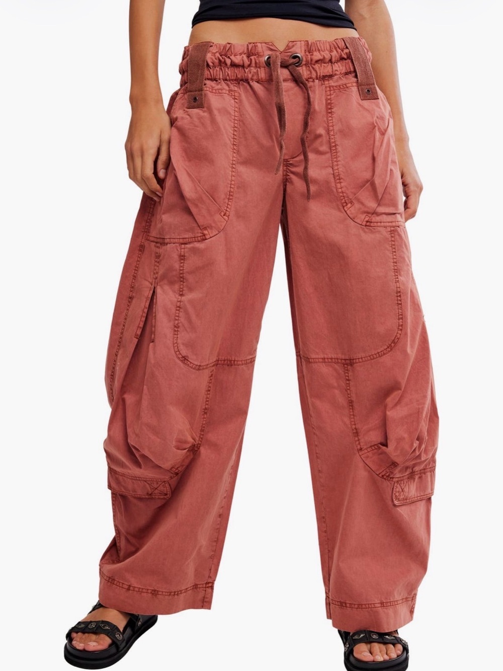 Free People we the free onset cotton twill parachute pants in paper lantern.